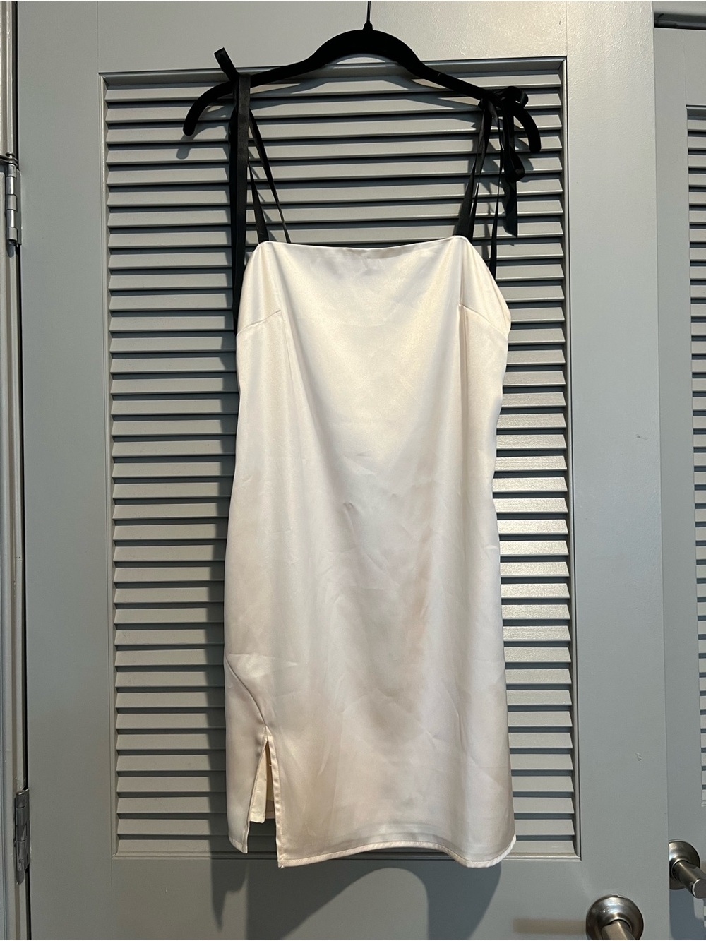 NWT Pretty Garage Satin Slip Dress with Black Tie Straps